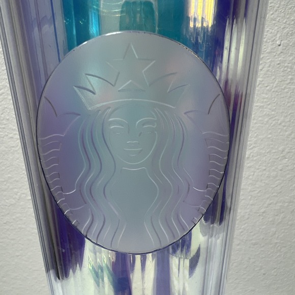 Starbucks Iridescent Rainbow Diamond Crystal Cold Cup 24oz Venti Tumbler W/straw - Picture 4 of 9